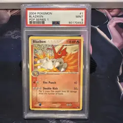 PSA 9 MINT Pokemon BLAZIKEN Non Holo Rare POP Series 1 #1/17 - Image 1