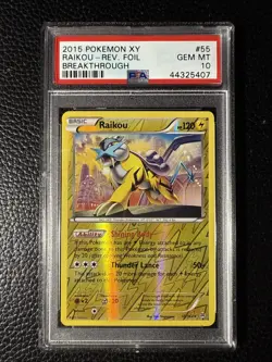 2015 Pokemon XY Breakthrough #55 Raikou Reverse Holo Foil PSA 10 - Image 1