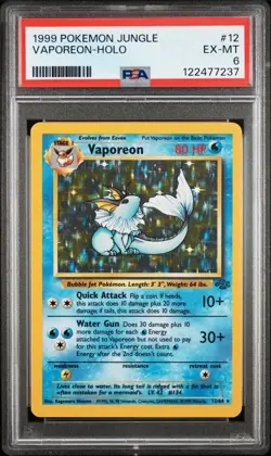 1999 Pokemon Jungle Vaporeon Holo #12 PSA 6 EX-MT - Image 1