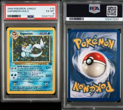 1999 Pokemon Jungle Vaporeon Holo #12 PSA 6 EX-MT - Image 3