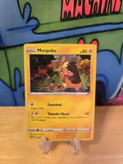 Pokemon SWSH116 Morpeko Black Star Promo Holo Card HEAVY SWIRL WITH SLEEVE & LDR - Image 1