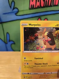 Pokemon SWSH116 Morpeko Black Star Promo Holo Card HEAVY SWIRL WITH SLEEVE & LDR - Image 3