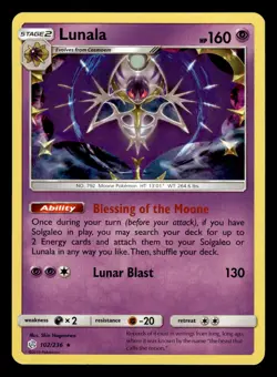 Lunala 102/236 Holo Rare S&M Cosmic Eclipse Pokemon Card - Image 1
