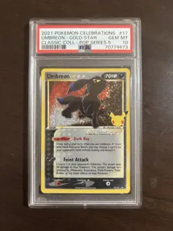2021 Pokemon Celebrations Umbreon Gold Star Classic Collection PSA 10 - Image 1