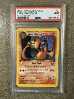 Pokemon Dark Charizard Team Rocket 1st Edition NON Holo Rare #21 PSA 9 Mint - Image 1