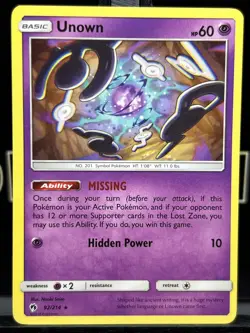Pokemon Unown 92/214 Lost Thunder Regular Rare NM - Image 3