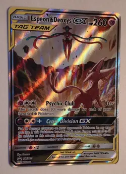 Pokemon TCG Espeon & Deoxys GX SM240 Black Star Promo Sun & Moon - Image 1