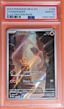 PSA 10 Gem Mint 2023 Pokemon ~ Charmander ~ Mew En - Illustration Rare #168 - Image 1