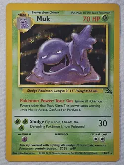 Muk 13/62 Fossil Unlimited Holo Rare 1999 Vintage Pokemon TCG Card - NM - Image 1