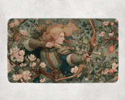 Elegant Elf Archer Fantasy Bow Warrior Forest Magic MTG Playmat - Image 1