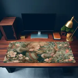 Elegant Elf Archer Fantasy Bow Warrior Forest Magic MTG Playmat - Image 3