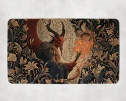 Demonic Warlord Dark Demon Flaming Sword Fantasy MTG Playmat - Image 1