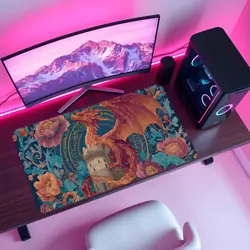 Majestic Red Dragon Castle Tower Fantasy Magic Gathering MTG Playmat - Image 4