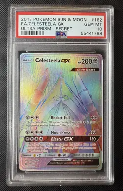 PSA 10 CELESTEELA GX SECRET 162 ULTRA PRISM SUN MOON 2018 POKEMON - Image 1
