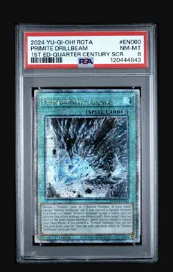 ***PRIMITE DRILLBEAM *** QUARTER CENTURY SECRET RARE ROTA-EN060 YUGIOH - PSA 8 - Image 1