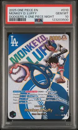 Monkey D. Luffy (Dodgers x ONE PIECE) EB02-010 PSA 10 Promotion Card - Image 1