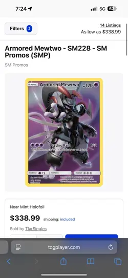 Pokemon TCG Armored Mewtwo SM228 Black Star Promo Card Near Mint Condition - Image 3