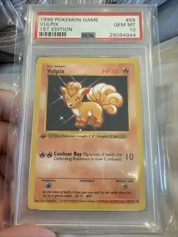 Pokemon TCG Vulpix 1st Edition Base Set Shadowless Card PSA 10 - Image 1