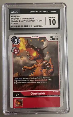 CGC 10 Greymon P-010 Promo Foil Digimon Card Game Graded Promo Slabbed - Image 1