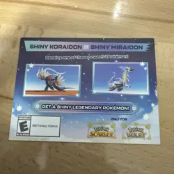 Shiny Koraidon Or Miraidon Pokemon Scarlet Violet Code Card Gamestop *SHIP ONLY* - Image 1