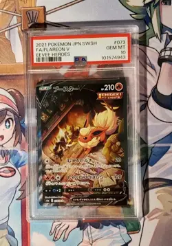 2021 Pokemon Japanese Sword & Shield Eevee Heroes Flareon V Fa #073 PSA 10 - Image 1