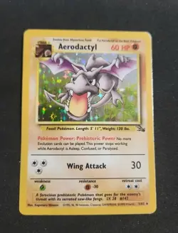 Pokemon TCG English LP Aerodactyl 1/62 Fossil Holo Rare Vintage Card WOTC - Image 1