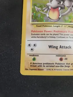 Pokemon TCG English LP Aerodactyl 1/62 Fossil Holo Rare Vintage Card WOTC - Image 3