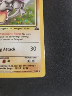 Pokemon TCG English LP Aerodactyl 1/62 Fossil Holo Rare Vintage Card WOTC - Image 4