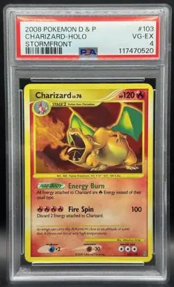 Pokemon TCG PSA 4 Charizard Stormfront Holo Diamond and Pearl 103/100 - Image 1