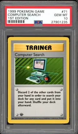 1999 Pokemon Base Set 1st Edition Shadowless Computer Search #71 PSA 10 Gem Mint - Image 1