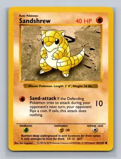 Pokemon TCG Sandshrew Base Set 62/102 Regular Shadowless Common - LP - Image 3