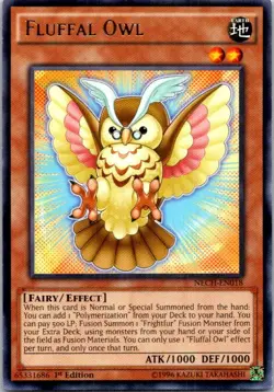 Fluffal Owl NECH-EN01 Yu-Gi-Oh Light Play 1st Edition - Image 1