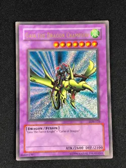YUGIOH MISPRINT! ULTRA NAME! GAIA THE DRAGON CHAMPION LOB-125 SECRET HP/ CREASES - Image 1