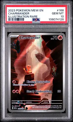 2023 POKEMON MEW EN-151 ILLUSTRATION RARE #168 CHARMANDER PSA 10 - Image 1