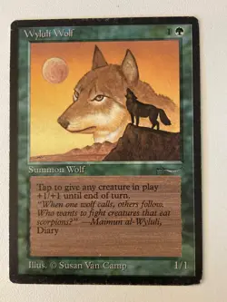 Magic the Gathering MTG Arabian Nights Wyluli Wolf Dark MP (Beta Bob) - Image 1