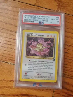 2000 Pokemon Black Star Team Rockets MEOWTH #18 Promo Pokemon League PSA 10 - Image 1