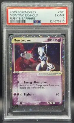 Pokemon TCG PSA 6 Mewtwo ex Holo Ruby and Sapphire 101/109 *SWIRL* - Image 1
