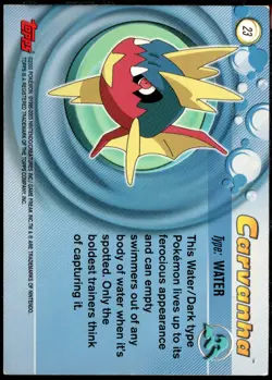 2003 topps Pokemon Advanced Holo Foil #23 Carvanha - Image 2
