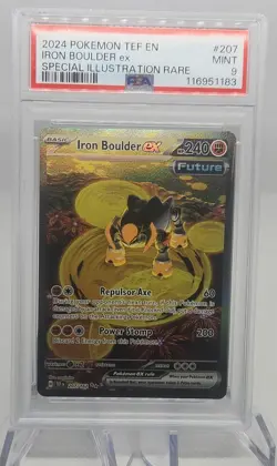 2024 Pokemon TEF EN Special Illustration Rare #207 Iron Boulder Ex PSA 9 - Image 1