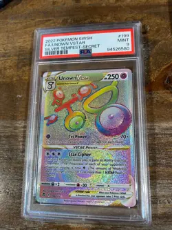 POKEMON 2022 Silver Tempest Secret Rare Full Art UNOWN VSTAR #199 PSA 9 Mint - Image 1
