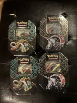 FACTORY SEALED Pokemon TCG Paldean Fates(2) GreatTusk & (2)Iron Treads ex Tins - Image 1