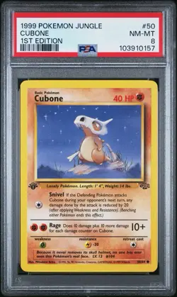 1999 POKEMON WOTC JUNGLE 1ST EDITION CUBONE #50 PSA 8 - Image 1
