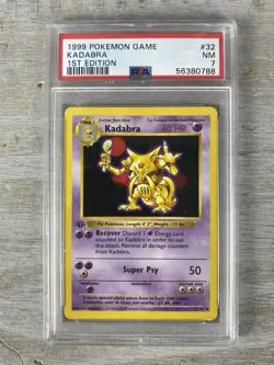 1999 1st Edition Kadabra Shadowless (PSA 7 NM) 32/102 Pokemon Card. - Image 1