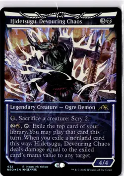 Hidetsugu, Devouring Chaos (Neon Yellow) (WPN Exclusive) Foil 432 R Kamigawa: Ne - Image 1
