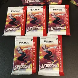 Magic The Gathering MTG Marvel Spiderman 5 SEALED Collector Booster Pack IN HAND - Image 1