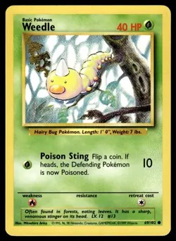 WEEDLE - 69/102 - BASE SET 1999 WOTC POKEMON - NM [B] - Image 1