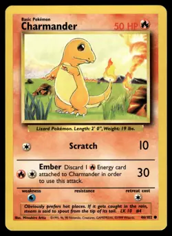 CHARMANDER - 46/102 - BASE SET 1999 WOTC POKEMON - NM [G] - Image 1