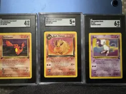 2000 Pokemon Graded Vintage Lot Charmander 1st Ed Dark Flareon 1st Ed And Mew #8 - Image 1