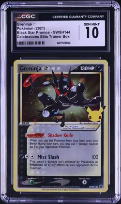 2021 Pokemon SWSH Black Star Promo Celebrations Greninja Gold Star #144 CGC 10 - Image 1