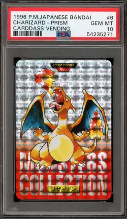 Pokemon Bandai Carddass Charizard Vending Red Japanese Prism #006 PSA 10 - Image 1